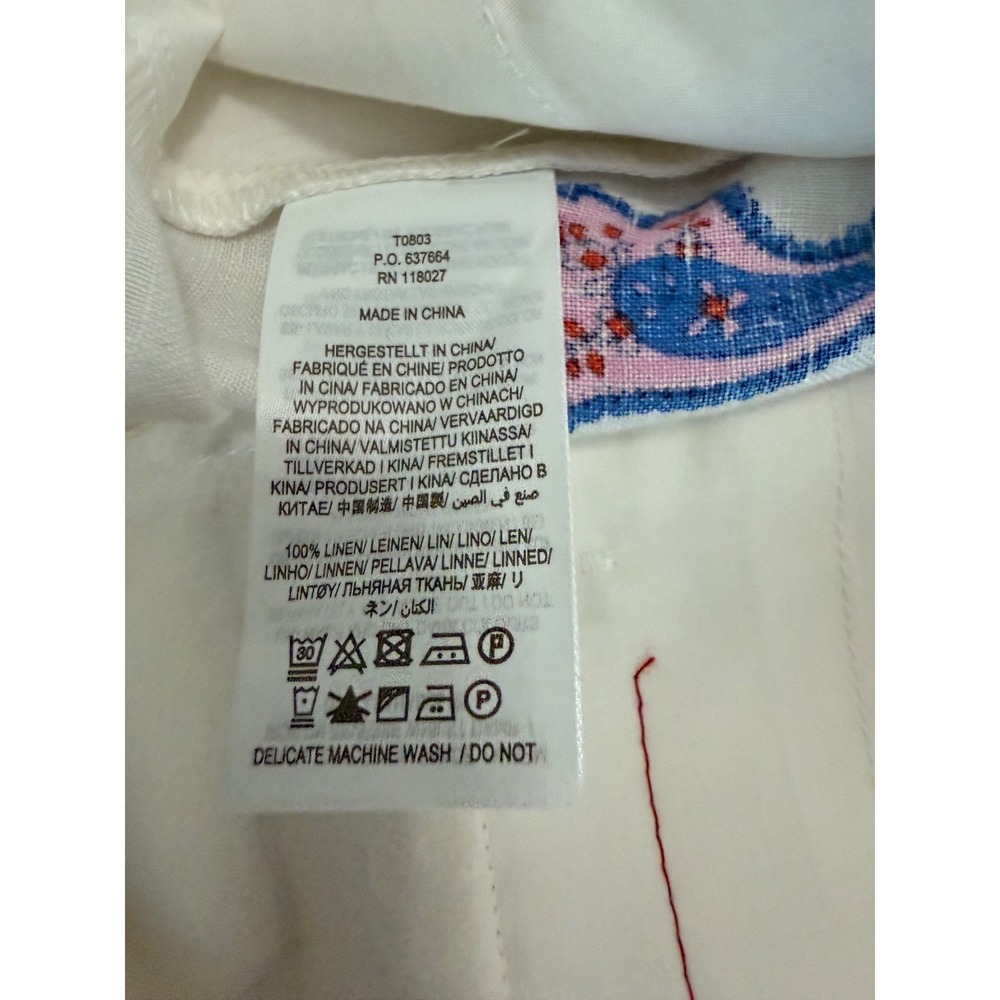 Boden Womens White Linen Paisley Embroidered Tunic Top and Shorts Set US 10 NEW - Picture 8 of 14